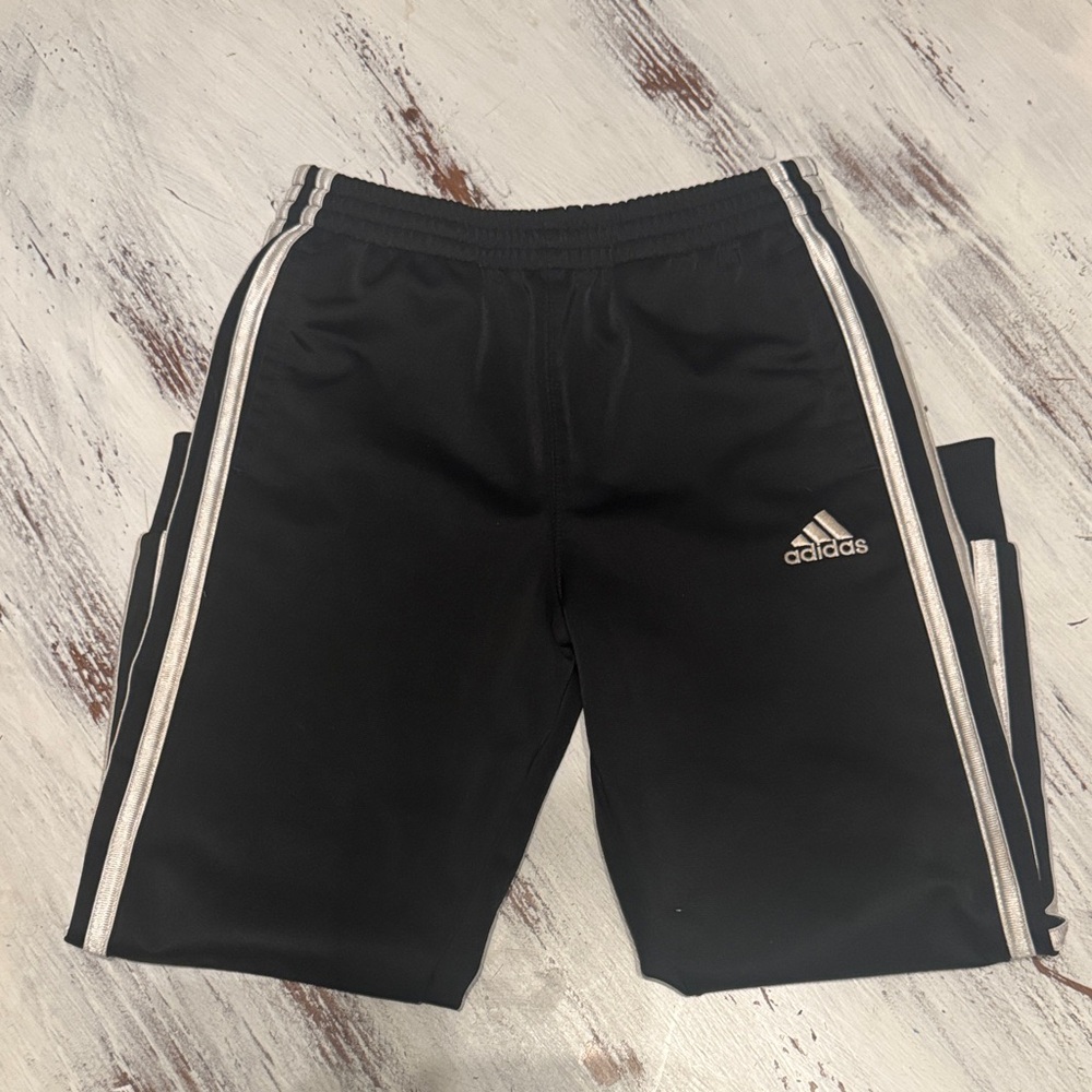 Adidas Kids Black Shorts with White Stripes